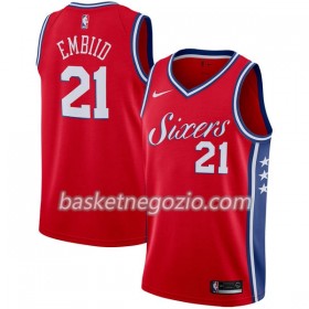 Canotte Uomo Philadelphia 76ers Joel Embiid 21 Nike 2017-18 Rosso Swingman
